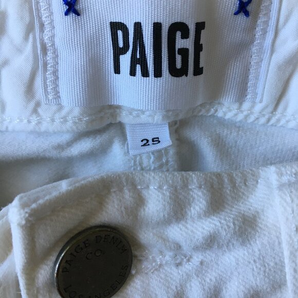 PAIGE Premium Denim Optic White KYLIE CROP 5 Pocket Logo Hardware Jeans - Picture 2 of 13